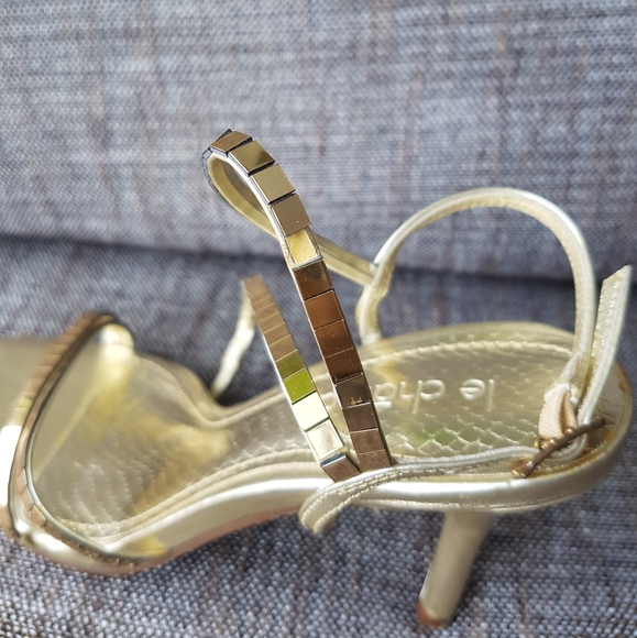 Light Gold Mirror Sandals Heels - Picture 3 of 6